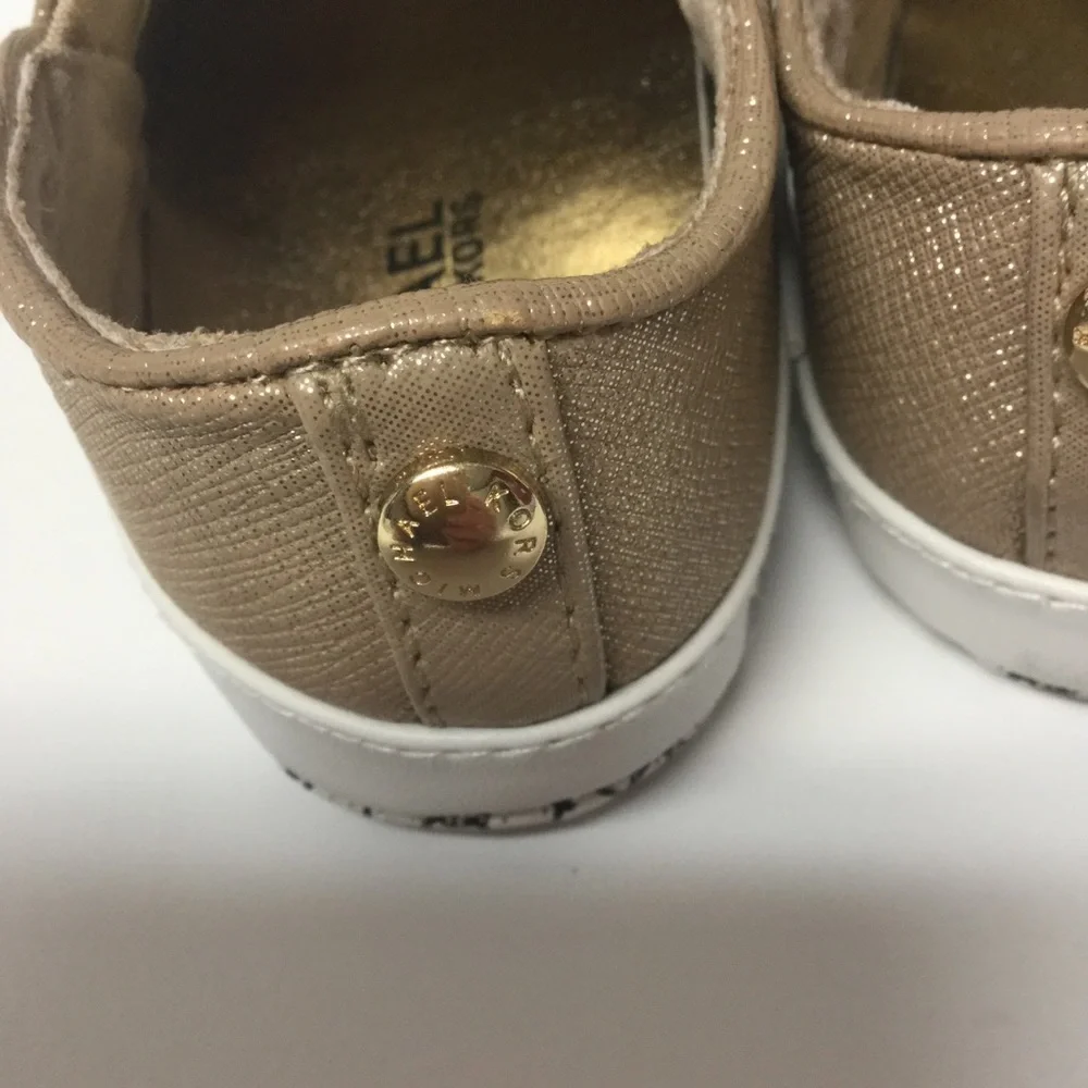 MICHAEL MICHAEL KORS sz 3 Baby Shoes Soft Sole Slip On Metallic Bows Gold NWT